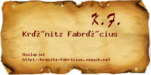 Kránitz Fabrícius névjegykártya